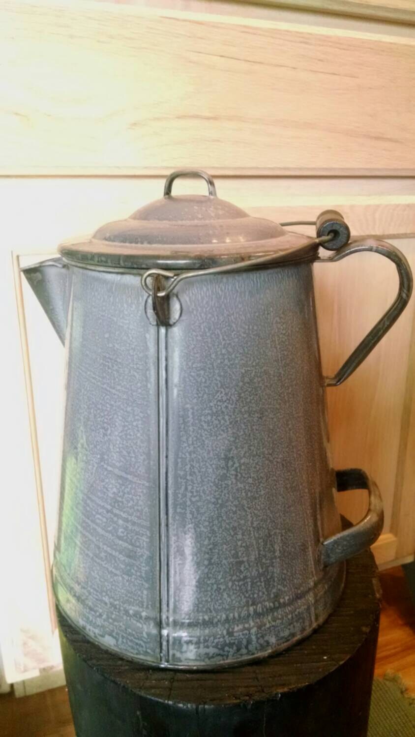 Enamel Camp Water Kettle Vintage by YeOldeTreasureTrail on Etsy