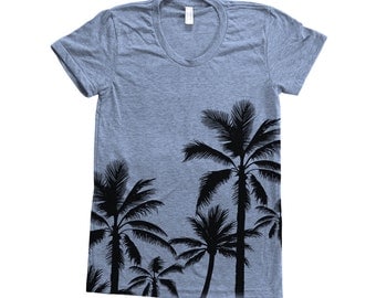PALM TREE Shirt Women Screen Print Tri-Blend Short Sleeve Tshirt Available: S, M, L, XL