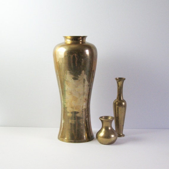 Vintage Tall Brass Vase Brass Home Decor Tall by LastCentury