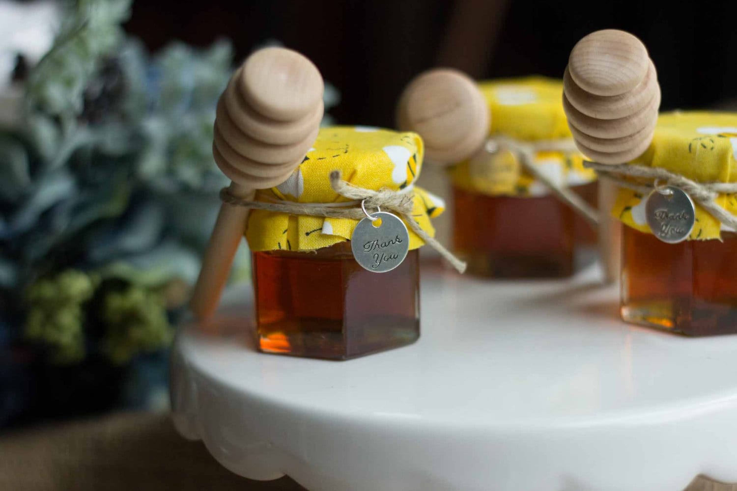 Set of 12 2oz. Honey Jar Favors with Dippers Wedding Jar