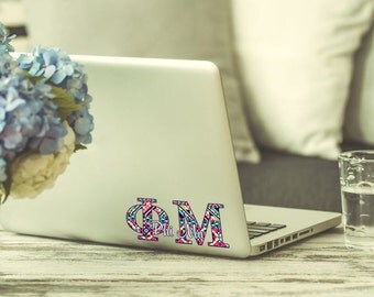Phi Mu decal, Phi Mu sorority laptop sticker, Phi Mu keyboard or tablet decal Multiple sizes available, Indoor / Outdoor 3 year vinyl (1261)