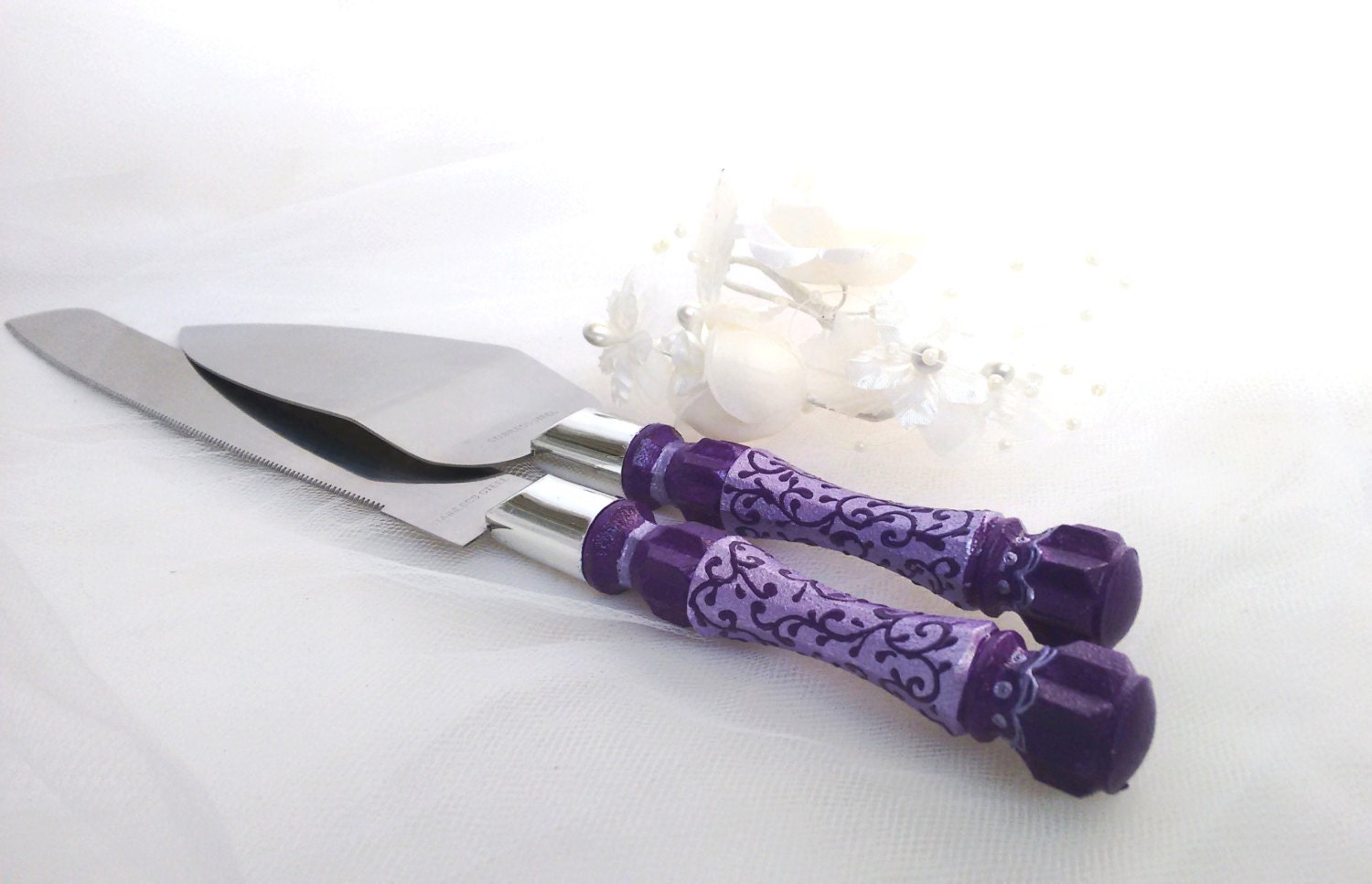  Cake  Knife  Server Set  Purple Wedding  Cake  Knife  Set  Bride
