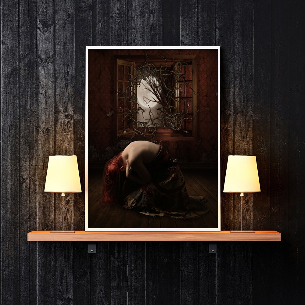 Gothic artwork Nightmare art print Horror by EnchantedWhispersArt