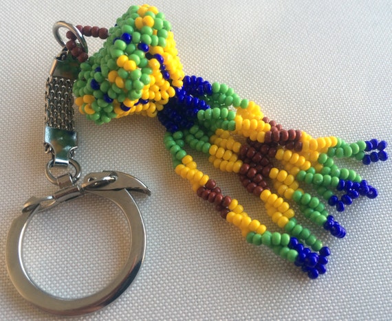 Mexican Huichol Beaded Peyote Key Chain 