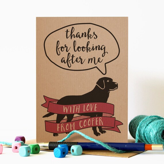 Personalised 'Thanks for Looking After Me' card from