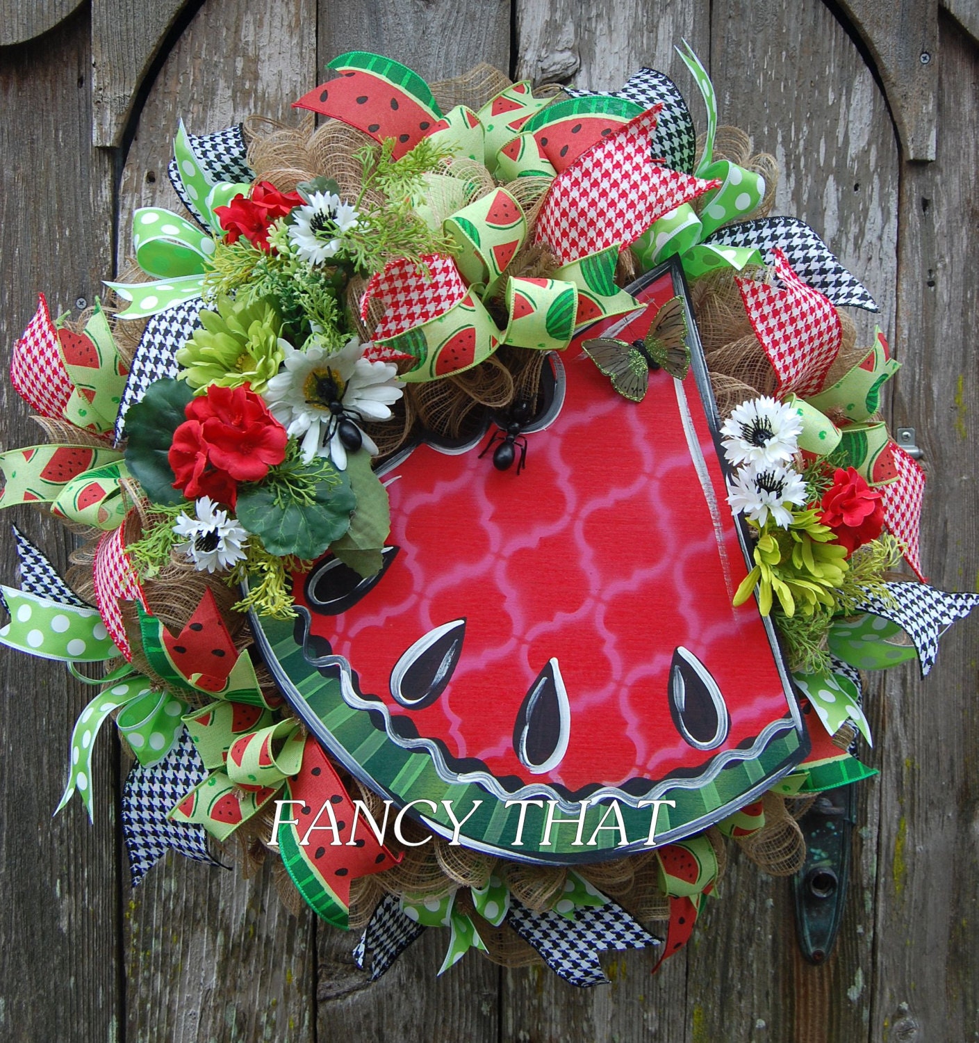 Watermelon Wreath Summer Wreath Watermelon decor by FancyThatDecor