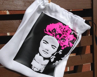 Frida Kahlo Bag, Frida Kahlo Drawstring Bag-Everyday Frida Kahlo Bag-Frida Kahlo Inspired
