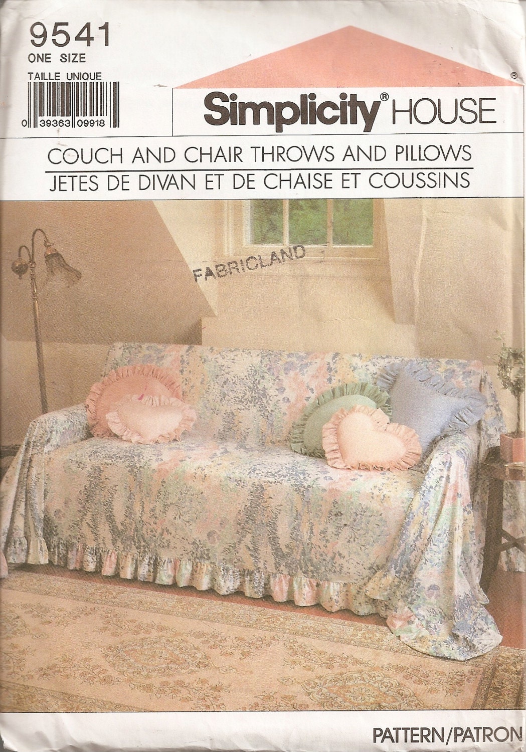 Uncut Simplicity Home Pattern 9541 Furniture Slipcovers and throw