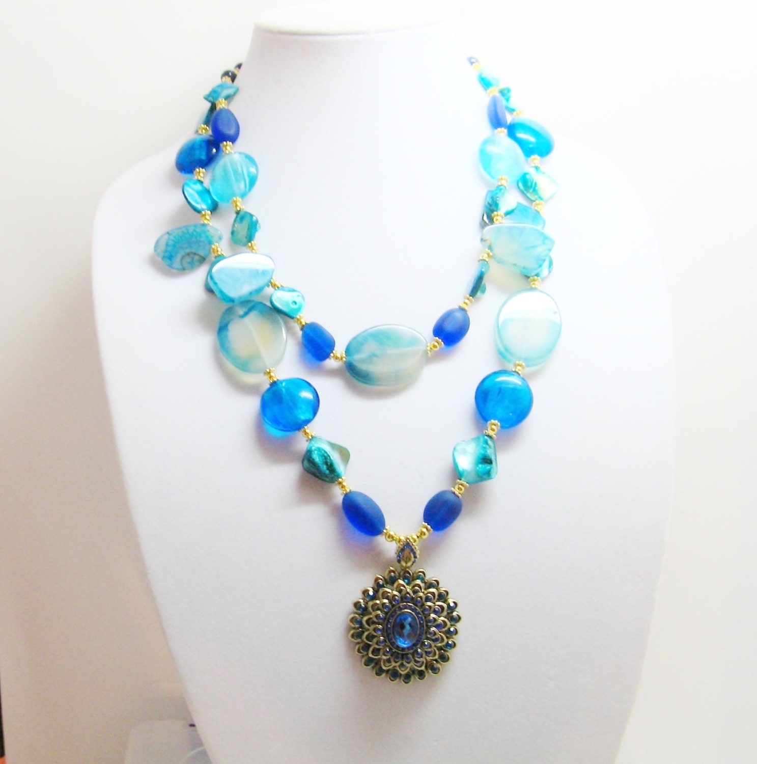Blue Chunky Cowgirl Necklace Western by Louisefashionjewelry
