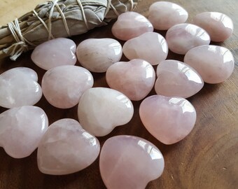 Rose Quartz heart ~ One 30mm Reiki infused crystal heart