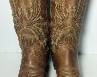 LUCCHESE 1883 Brown Leather Cowboy Western Boots Men's Size 8.5 EE