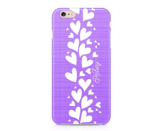 Purple and White Hearts Phone Case Valentine Pattern Phone