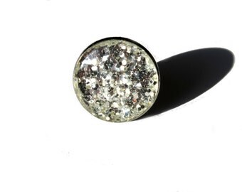 Silver glitter ring statement - glitter ring - silver ring statement - cocktail ring - fashion glitter - glitter jewellery - silver jewelry