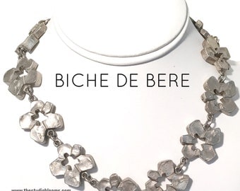 Biche de Bere Pewter Flower Necklace