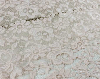 Antique Rose Design Truffle Lace Fabric by the Yard by LaceFabrics