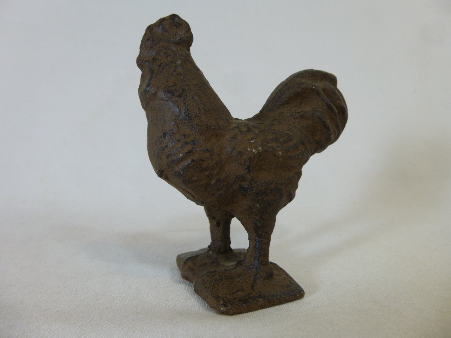 Cast Iron Rooster Vintage Figure Statue 3.5 Tall
