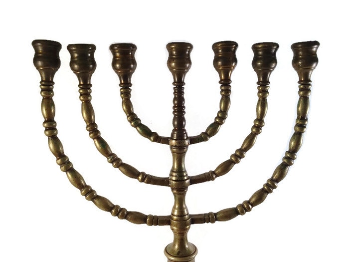 Antique Brass Menorah Large Brass Jewish Temple Menorah 12