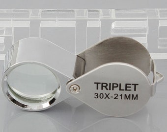 JEWELERS LOUPE 30x 21mm MAGNIFYING Glass Triplet jewelry 30 power Eye magnifier magnify jewelry art stamps coins close up loop