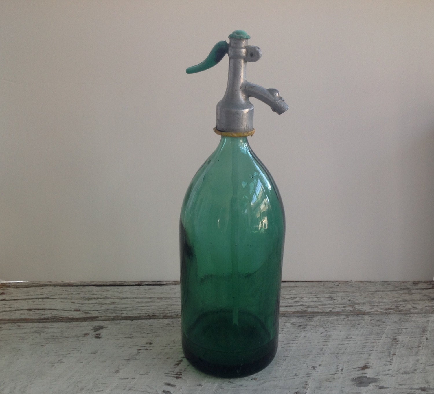 Vintage Green Glass Seltzer Bottle Beach House Decor