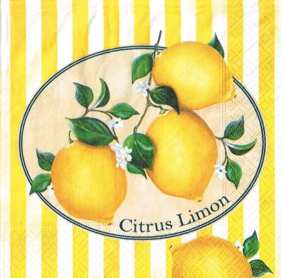 Paper Napkins Set of 4 CITRUS LEMONS 33cm 1000 by LanternsByTamara