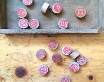 Vintage 1950s French Wooden Lotto Pieces