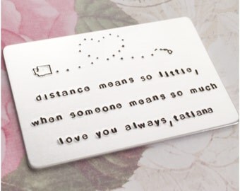 Hand Stamped Wallet Insert - Personalized Wallet Card - Metal Wallet Insert Card - Aluminum Wallet Insert - Custom Gift for Him - Arial Font