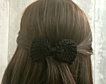 Hair Accessories for Women, Black Bow Hair Clip Barrette, Black Hair Bows for Women, Knit Hair Bow, Hair Bows for Teens, Gifts for Teen