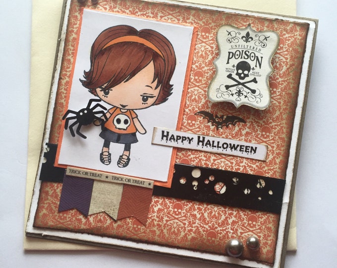Halloween Card. Happy Halloween. Halloween Greeting Card. Not So Creepy Halloween Card with Colorful Witch