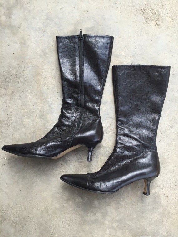 mid calf kitten heel boots