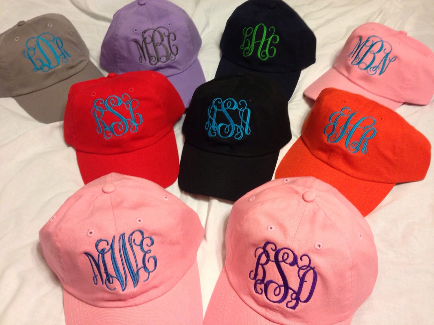 Womens Monogrammed Hats/True Colored Hats/Personalized