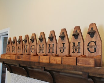 Personalized Bottle Cap Catchers/Bottle Openers Sets of 6 - 10, Groomsmen Gifts