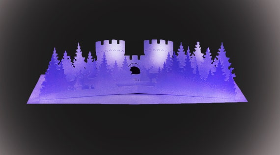 Download 3D SVG PDF Pop up card Castle Deer Scene DIGITAL download