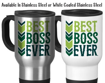Travel Mug, Best Boss Ever 001 Boss Gift Boss Mug Greatest Boss Gift For Boss Birthday Christmas Boss Appreciation, Stainless Steel, 14 oz