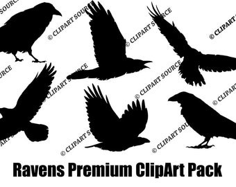Clip Art; Ravens Clipart; Silhouette File; Scrapbooking File; commercial use