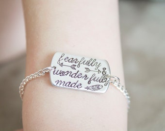 Be Brave Little One - Baby Bracelet for Toddler - Psalm 139:14 Fearfully and Wonderfully Made - Tiny Bracelet for Baby Gift for Christening