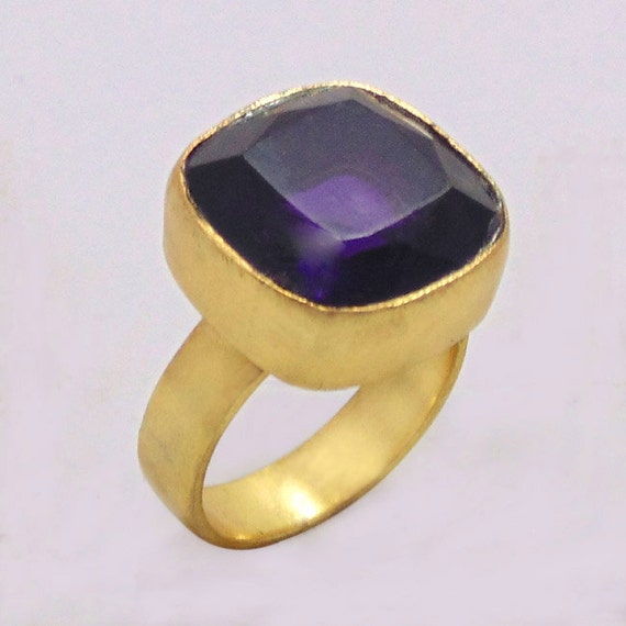 Amethyst Hydro Ring, Gemstone Ring, Gold Vermeil Jewelry, Handmade Ring ...