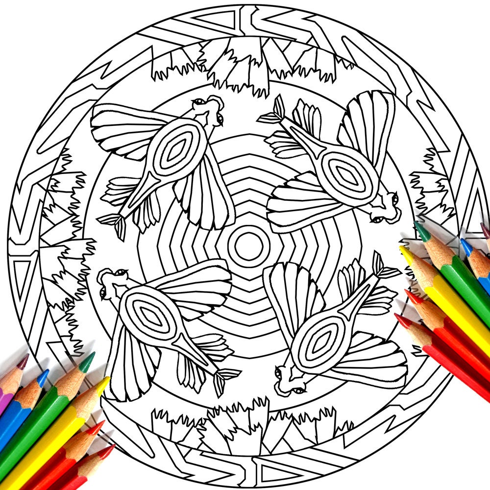 Download Flying Fish Ocean Mandala Coloring Page Instant Download