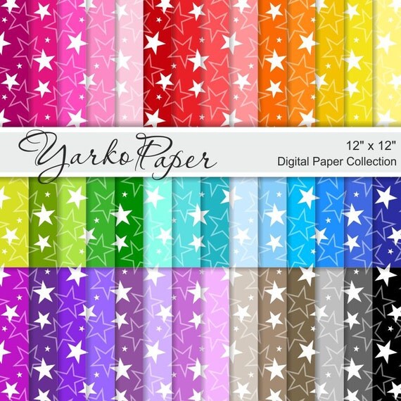 Stars Digital Paper Pack Star Scrapbook Paper Digital