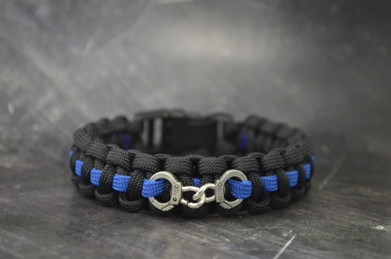 Police thin blue line 550 paracord survival bracelet with