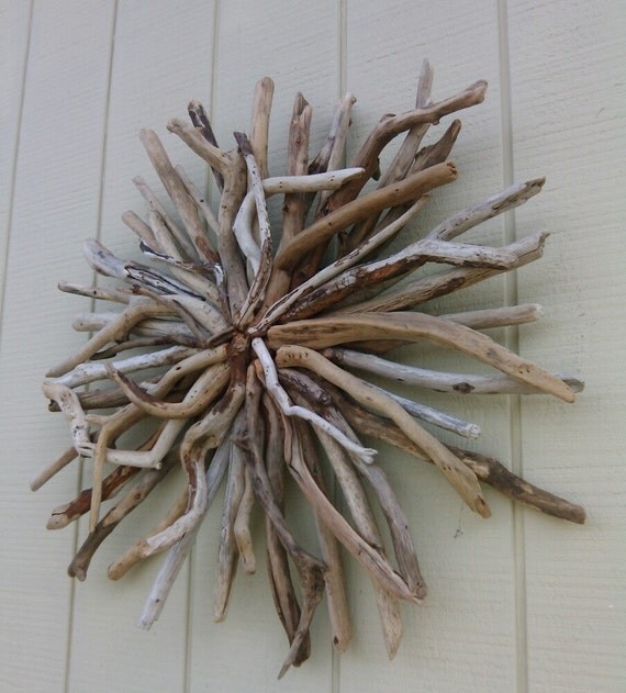 Driftwood Wall Hanging Sunburst Round Outdoor Rustic Wall