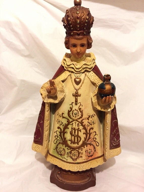 Antique Large Catholic Infant Of Prague Church Statue