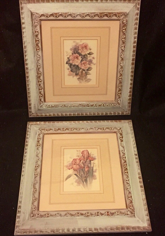 Vintage Mounted Botanic Floral Prints In Reclaimed Frames