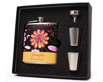 Wedding Party Gift // One Personalized Flask Gift Set for your Bridesmaid or Maid of Honor