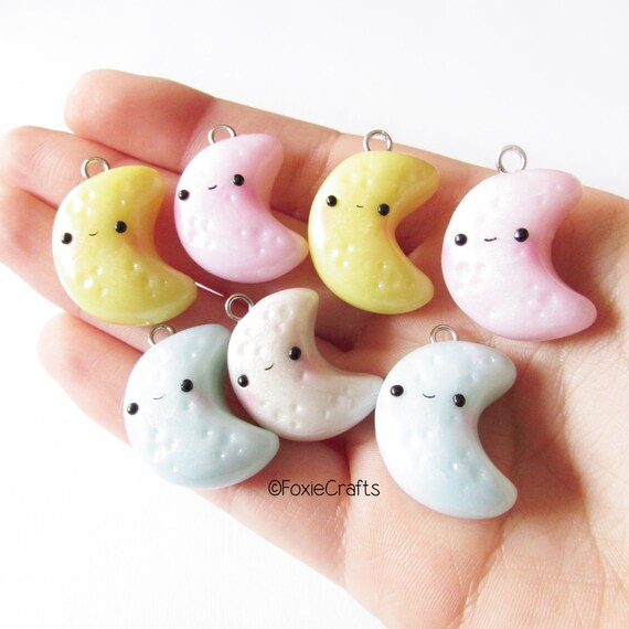 Kawaii Moon Polymer Clay Charm