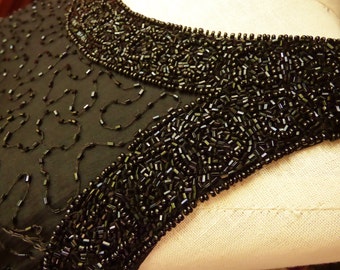 Vintage Dress Prom Dress Beaded Dress Formal Black Dress
