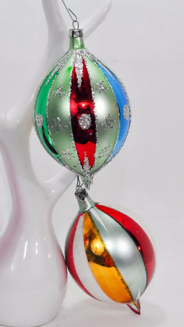 two large vintage glass christmas tree ornaments decor poland two large vintage glass christmas tree ornaments decor poland