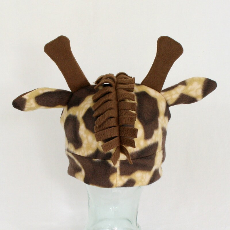 Fleece Giraffe Hat with Antlers Fully Lined Fleece Hat