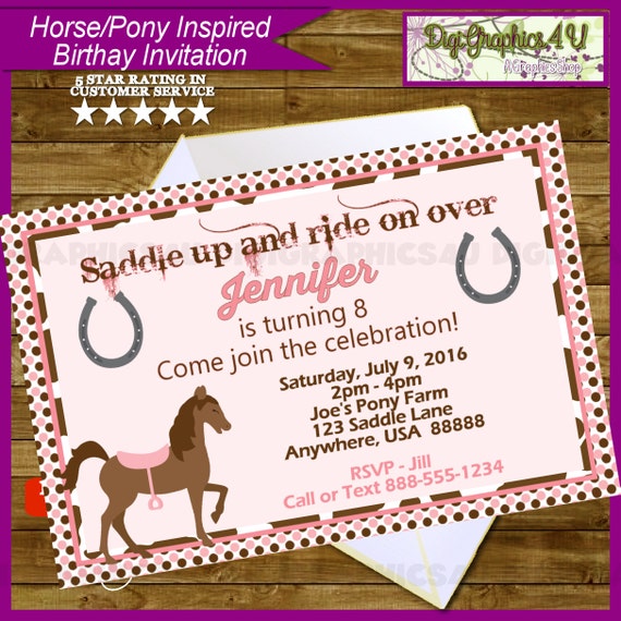 Horse Themed Birthday Party Invitations 4