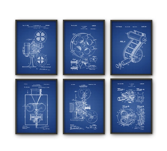 Motion Picture Camera Print Set Of 6 Edison Patent Poster