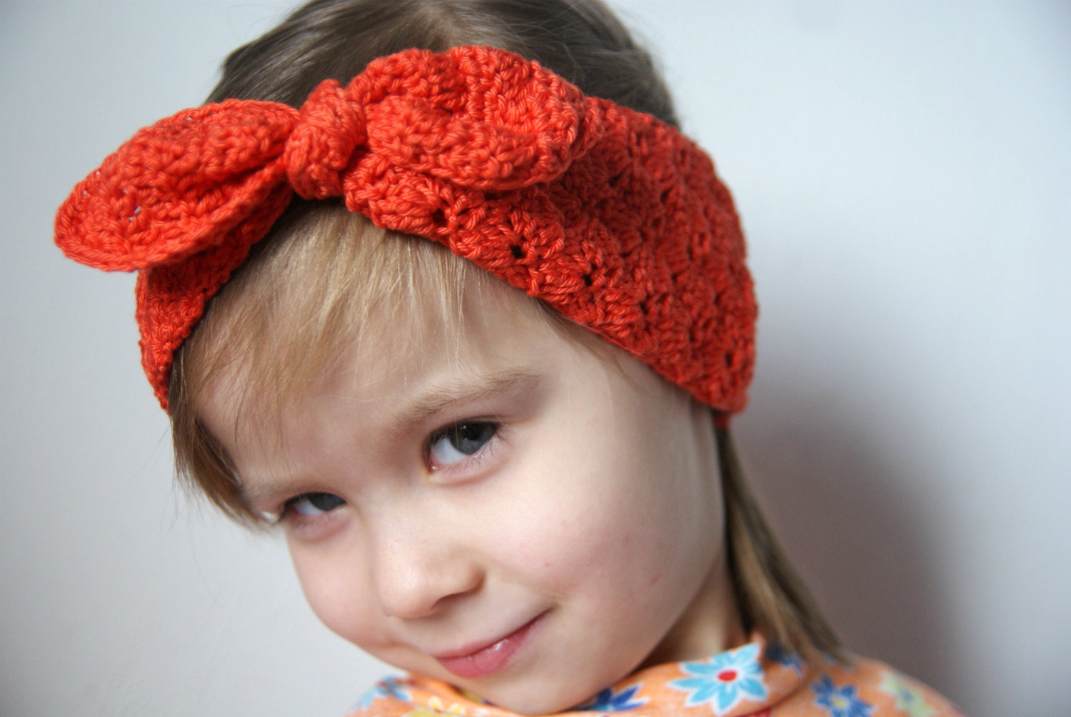 Toddler Head Warmer Crochet girls Ear Warmer Orange Headband